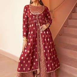 Janasya Floral Printed Kurta with Palazzos-12