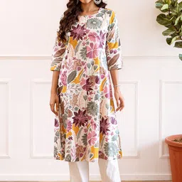 INDYES Women Floral Printed Regular Pure Cotton Kurta with Palazzos-picture-48