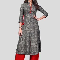 KALINI Women Grey Printed Straight Kurta with Palazzos-picture-36