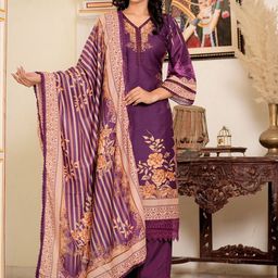 Vbuyz Floral Printed Gotta Patti MuslinPakistani Style Kurta with Palazzos & Dupatta-27
