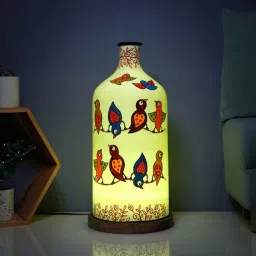 posh n plush Vibrant Wings Hand Painted White Glass Shade Table Lamp-picture-30