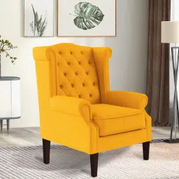 febonic Neyub Fabric Wing Chair In Bold Yellow Colour-picture-41