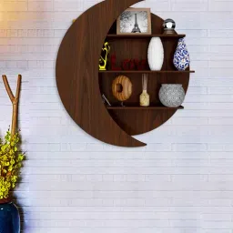 vibecrafts Engineered Wood Wall Shelf In Walnut Finish-picture-44