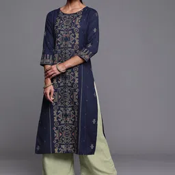Indo Era Women Ethnic Motifs Printed Straight Cotton Kurta-picture-14