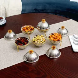 izzhaar Tureen 250ml Nut Silver & Gold Stainless Steel & Brass Serving Dish-picture-21