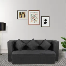 seventh heaven Rest Mantra 14 Inch PU Foam (72x44) 3 Seater Sofa Cum Mattress In Dark Grey Colour-picture-8