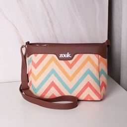 ZOUK WavBeach Harmony Chevron Printed Structured Sling Bag-image-7