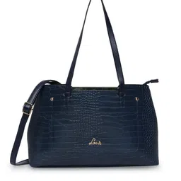 Lavie Navy Blue Animal Textured Structured Handheld Bag-19