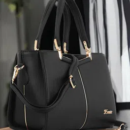 Exotic Black PU Structured Handheld Bag-30