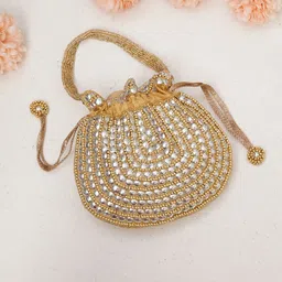 FABBHUE Embellished Cotton Potli Clutch-34