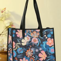 DressBerry Black Floral Printed Structured Shoulder Bag-image-5