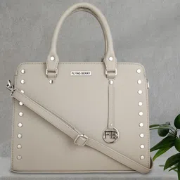 FLYING BERRY Grey Embellished PU Structured Handheld Bag-9