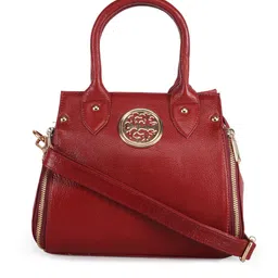 GENWAYNE Maroon Leather Structured Handheld Bag-35