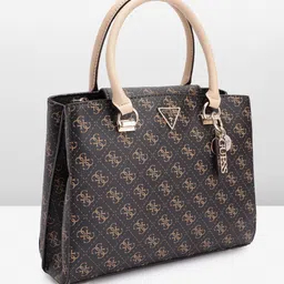 GUESS Brand Logo Printed Structured Handheld Bag image 3