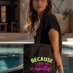 Doodle Typography Printed Eco-Friendly Cotton Canvas Shopper Tote Bag-5