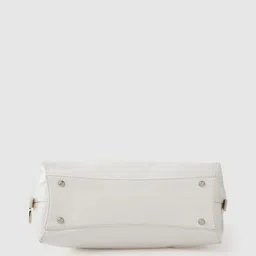 Lino Perros White Textured PU Structured Handheld Bag image 4