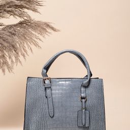 HAUTE SAUCE by Campus Sutra Grey Textured Structured Handheld Bag-image-49
