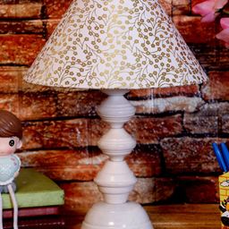 foziq White & Gold-Coloured Printed Table Lamps-10