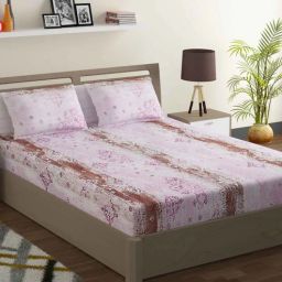 swayam Purple Abstract 144 TC Cotton 1 Double King Size Bedsheet with 2 Pillow Covers-picture-47