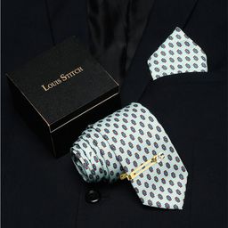 LOUIS STITCH Men Italian Silk Necktie & Pocket Square Accessory Gift Set-image-80