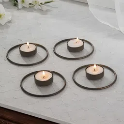 Homspurts Rustic Radiance Copper-Toned 4 Pieces Tea Light Metal Candle Holders-image-4