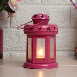 EXIM DECOR Pink Metal Tea Light Holder-56