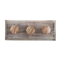 Indianshelf Brown 3 Hooks Striped Wooden Wall Key Holder-image-86