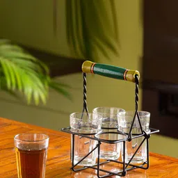ExclusiveLane The Railway Nostalgia Cutting Chai Tea Kullahds Set With Holder (120 ML)-22