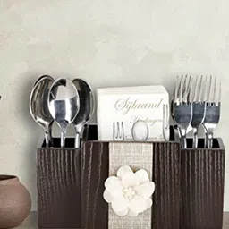 COCKTAIL Brown Solid Wooden Utility Box Holder-29