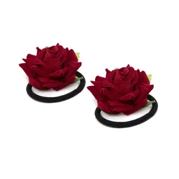 LAIDA Pack Of 2 Red Embellished Ponytail Holders-2