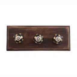 Indianshelf Brown & Black Star Printed Wooden Wall Hooks Key Holder-image-39