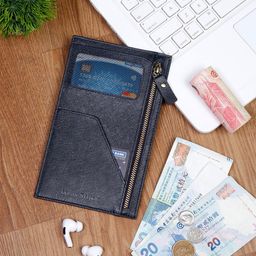 LOUIS STITCH Men Textured Zip Detail RFID Leather Passport Holder-57