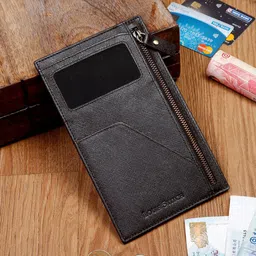 LOUIS STITCH Men Textured Zip Detail RFID Leather Passport Holder-image-92
