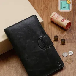 LOUIS STITCH Men Black Leather Passport Holder-41