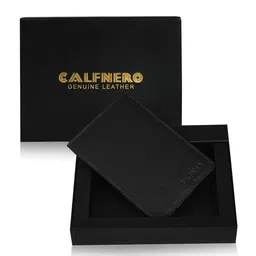 CALFNERO Unisex Black Leather Passport Holder-57
