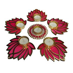 Divyakosh Red 6-Pieces Textured Candle Holders image 5