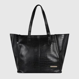 Bagsy Malone Black Textured PU Oversized Swagger Shoulder Bag-3