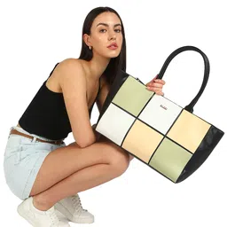 KLEIO Women Colourblocked Oversized Shoulder Bag-25