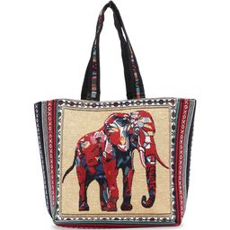 Exotic India Cotton Tote Bag from Kutch with Woven Elephant and Zipper Closure-image-8