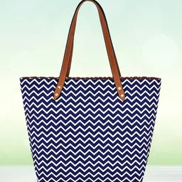 DressBerry Blue Geometric Printed Oversized Shopper Shoulder Bag-2