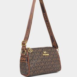Styli Brown Textured Crossbody Shoulder Bag-55