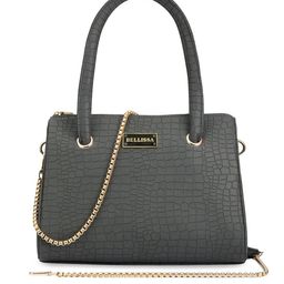 Bellissa Women Grey Textured PU Structured Handheld Bag-38