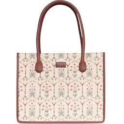 ZOUK Ethnic Motifs Printed Oversized Structured Jute Shoulder Bag image 3
