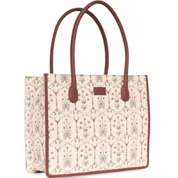 ZOUK Ethnic Motifs Printed Oversized Structured Jute Shoulder Bag image 4