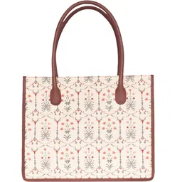 ZOUK Ethnic Motifs Printed Oversized Structured Jute Shoulder Bag image 5