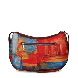 ZOUK Yellow Printed Structured Shoulder Bag image 4