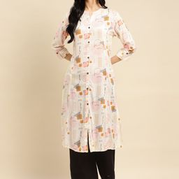 Rangita Geometric Printed Mandarin Collar Kurta-42