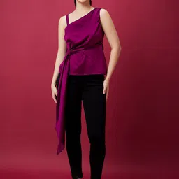 Globus One Shoulder Tie Up Party Top-picture-24
