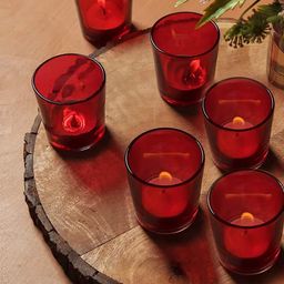 TIED RIBBONS Set of 6 Glass Votive Tea Light Candle Holders-image-43