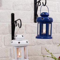 Homesake White & Blue 2 Pieces Hanging Lantern Candle Holders-image-27